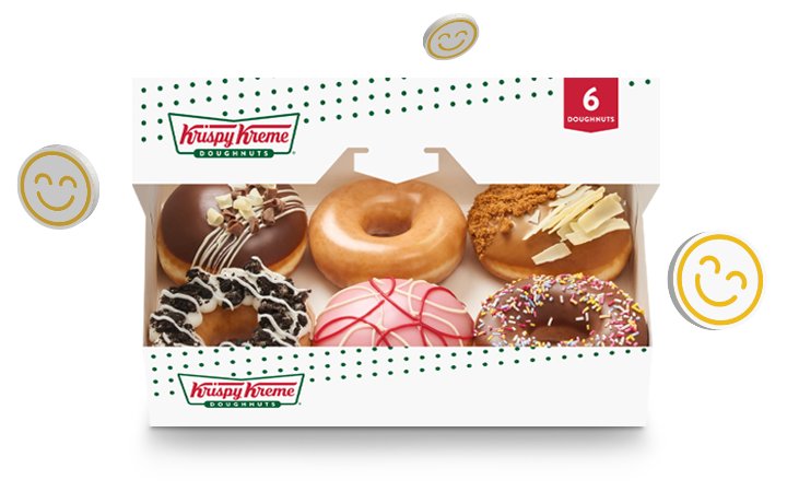 Krispy Kreme free six pack of doughnuts